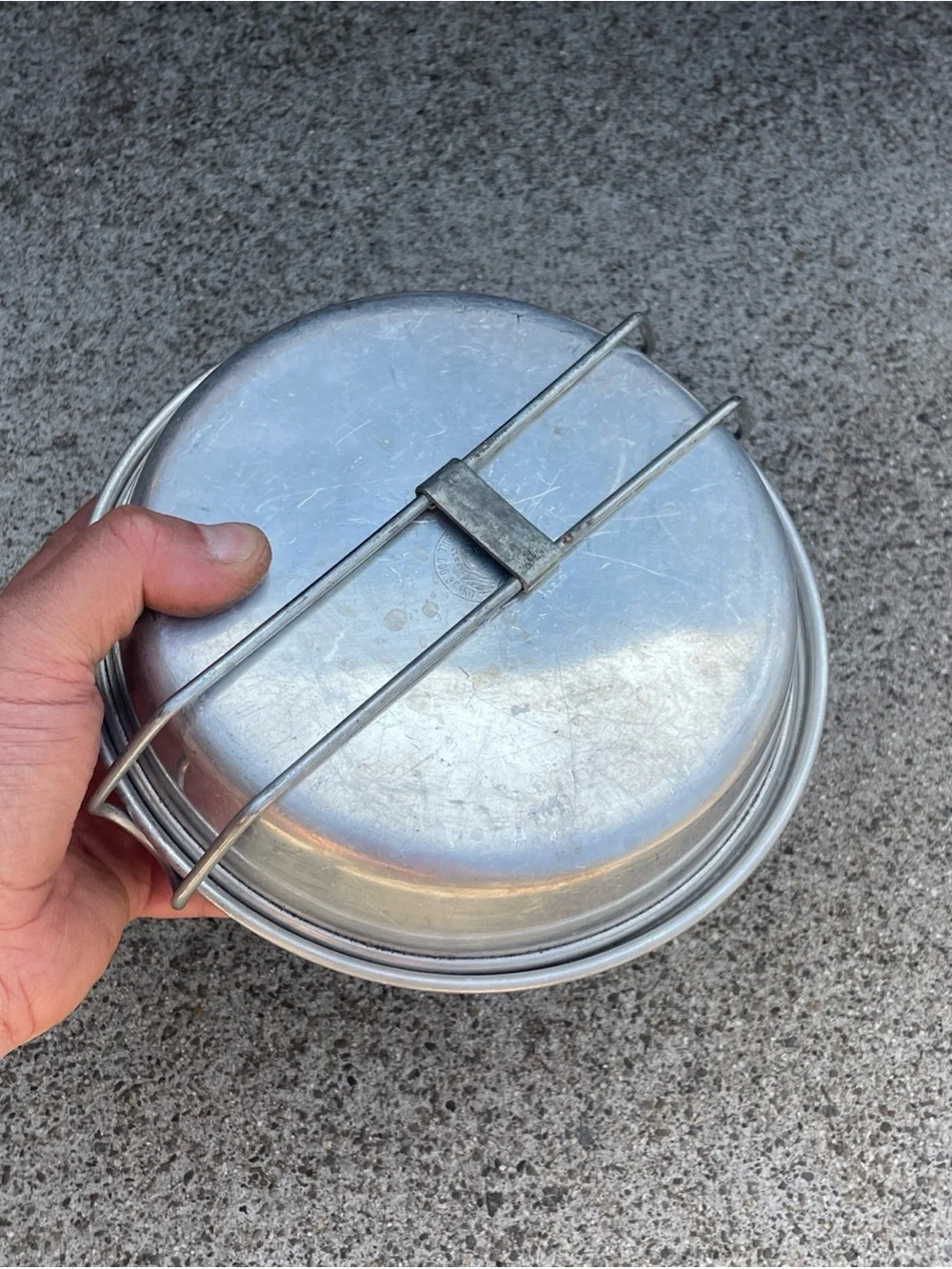 Vintage Bulldog Brand Camping Cooking Pots Aluminum Tins Pans Outdoor